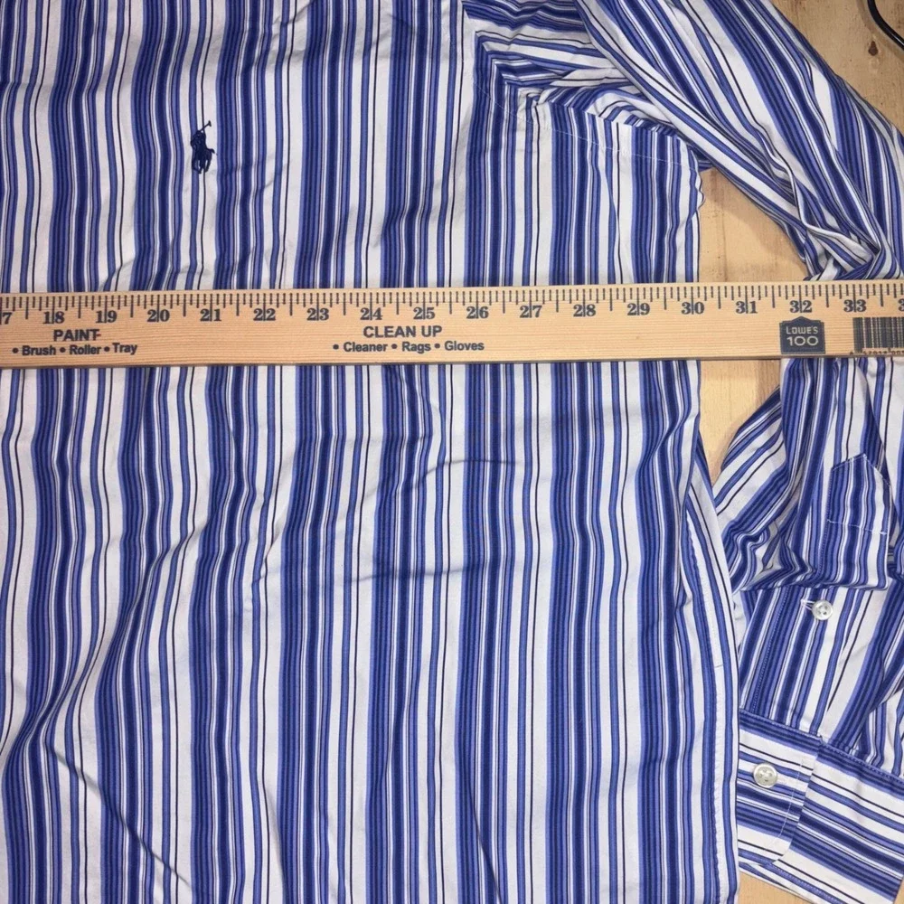 Polo Ralph Lauren Mens 3XLT Tall Stanton Classic Fit Blue White Striped Shirt